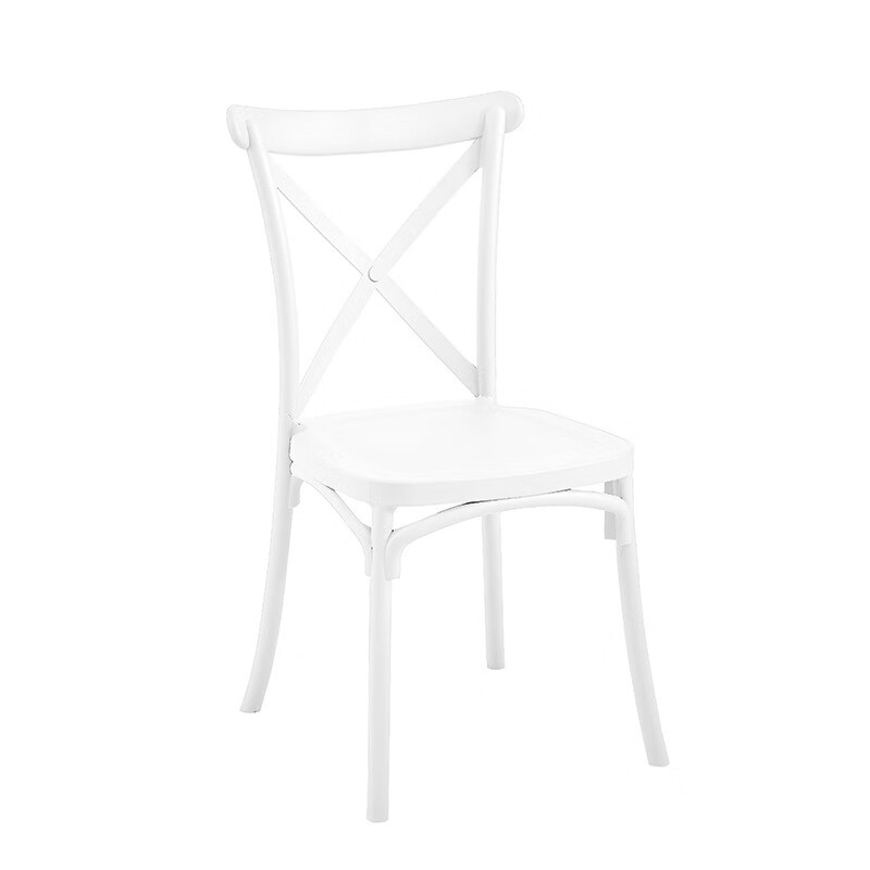 塑料椅子 叉背婚庆宴会椅塑料竹节椅 酒店餐厅靠背椅 白色  四把发货