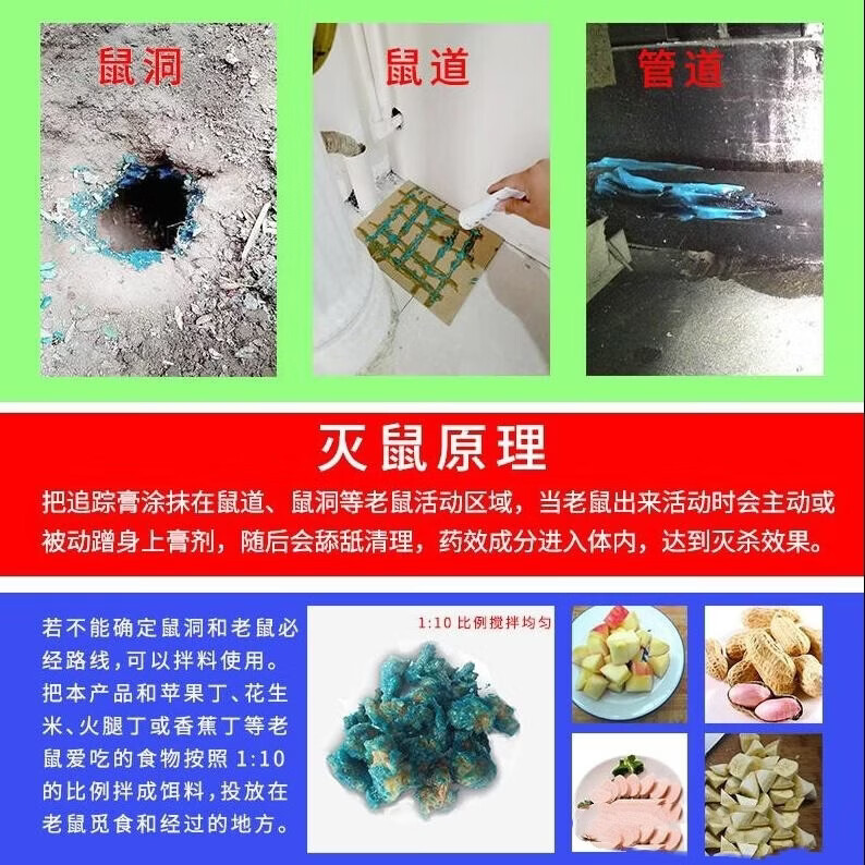 老鼠药特效追踪膏鼠药蓝色强效一窝端灭鼠膏养殖场杀老鼠驱鼠神器 1000㎡ 十瓶(嘎嘎好使