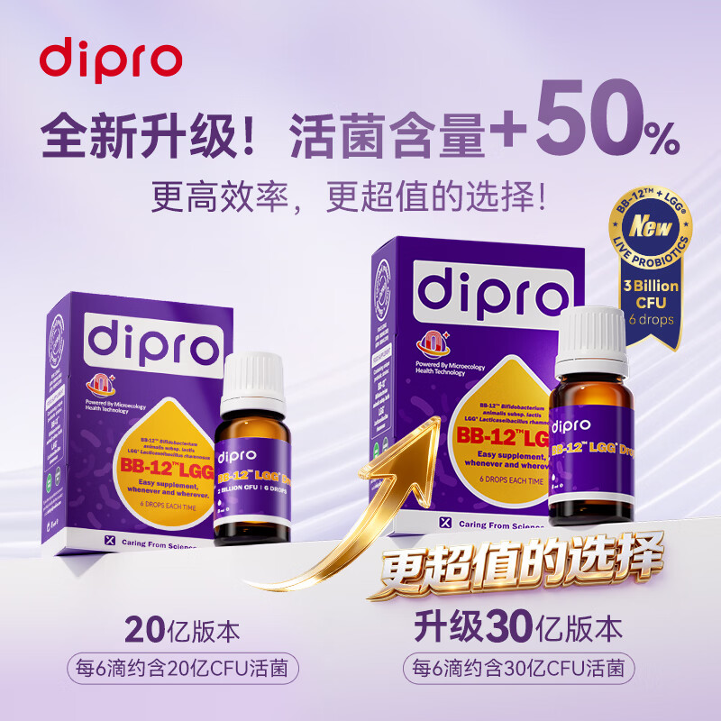迪辅乐Bb-12 益生菌dipro丹麦进口儿童益生菌婴幼儿宝宝全年龄段可用 8ml*1瓶 Bb12+LGG【升级菌含量30亿版】