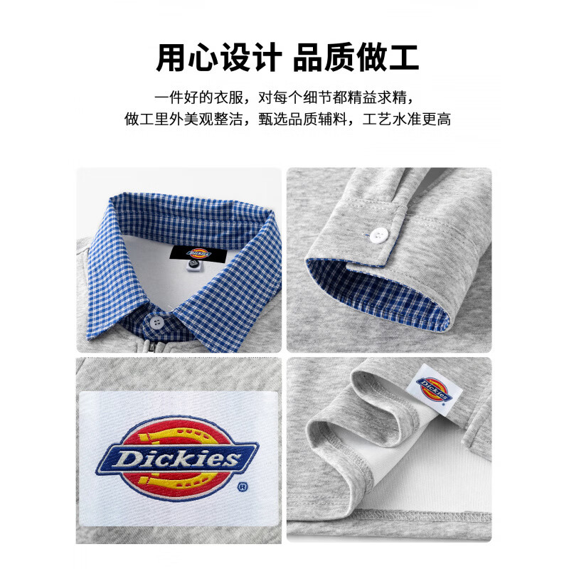 Dickies美式复古休闲长袖POLO衫男士2026年秋季新款宽松舒适百搭上衣服装 黑色 【官方正品】 XL 【建议130-150斤】