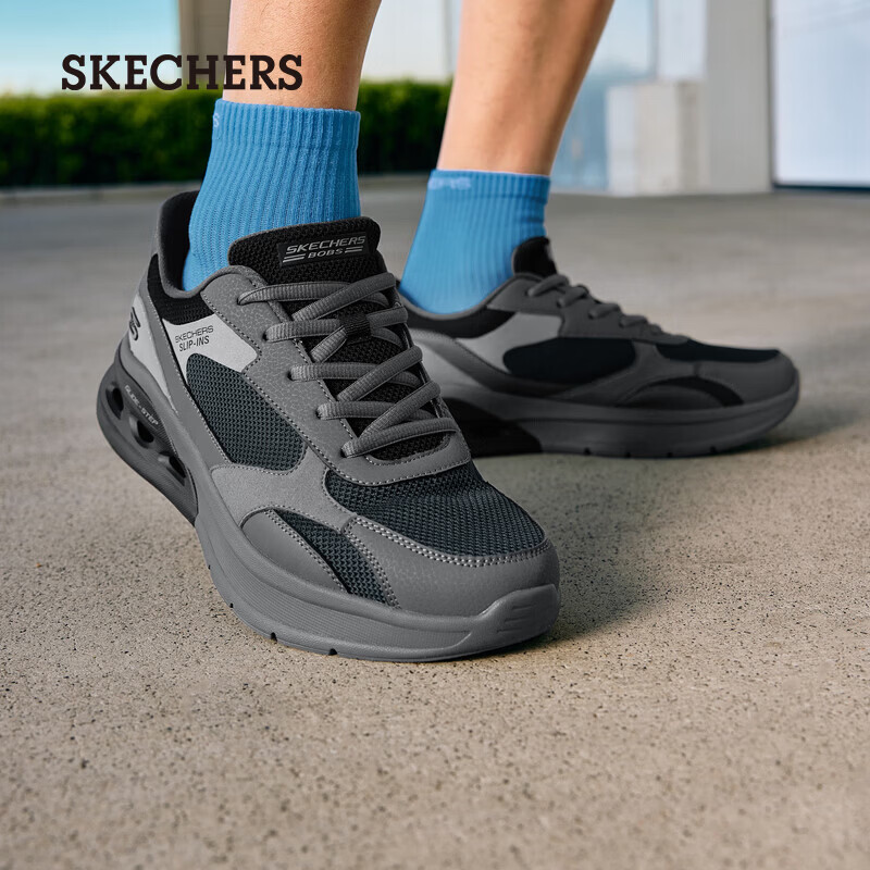 斯凯奇（Skechers）闪穿鞋|秋季男鞋一脚蹬休闲鞋轻质软底运动鞋118342 黑色/多彩色 41