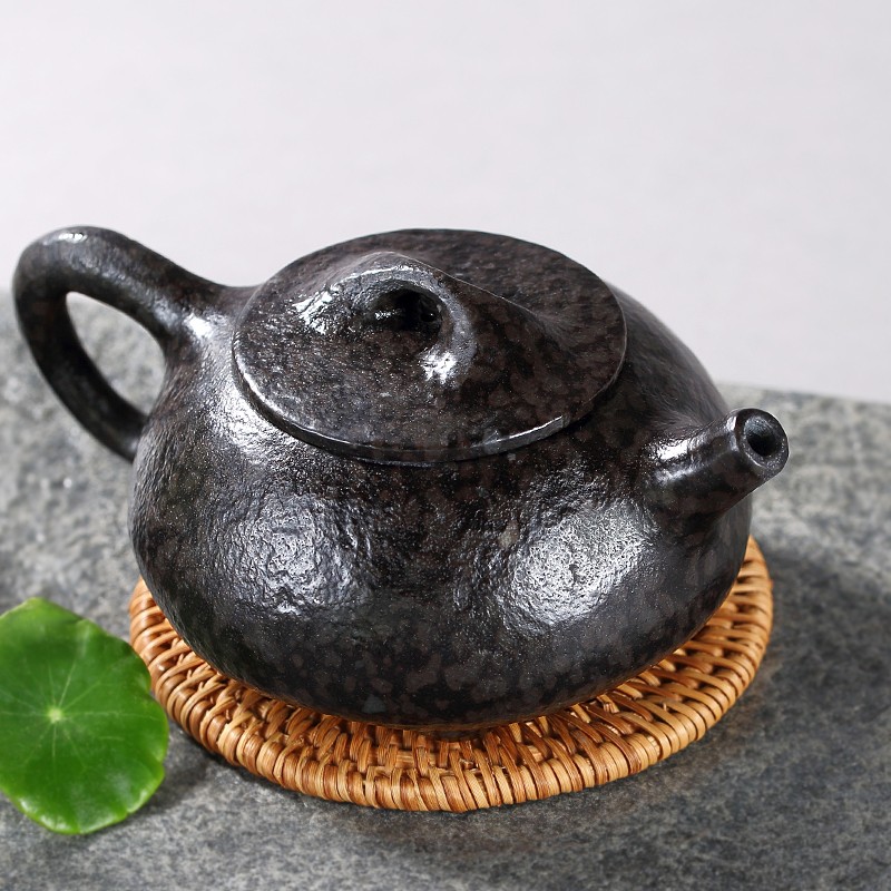 真迹冰碛岩原石泡茶壶手工雕刻石头茶器家用石瓢壶手把茶壶功夫茶具