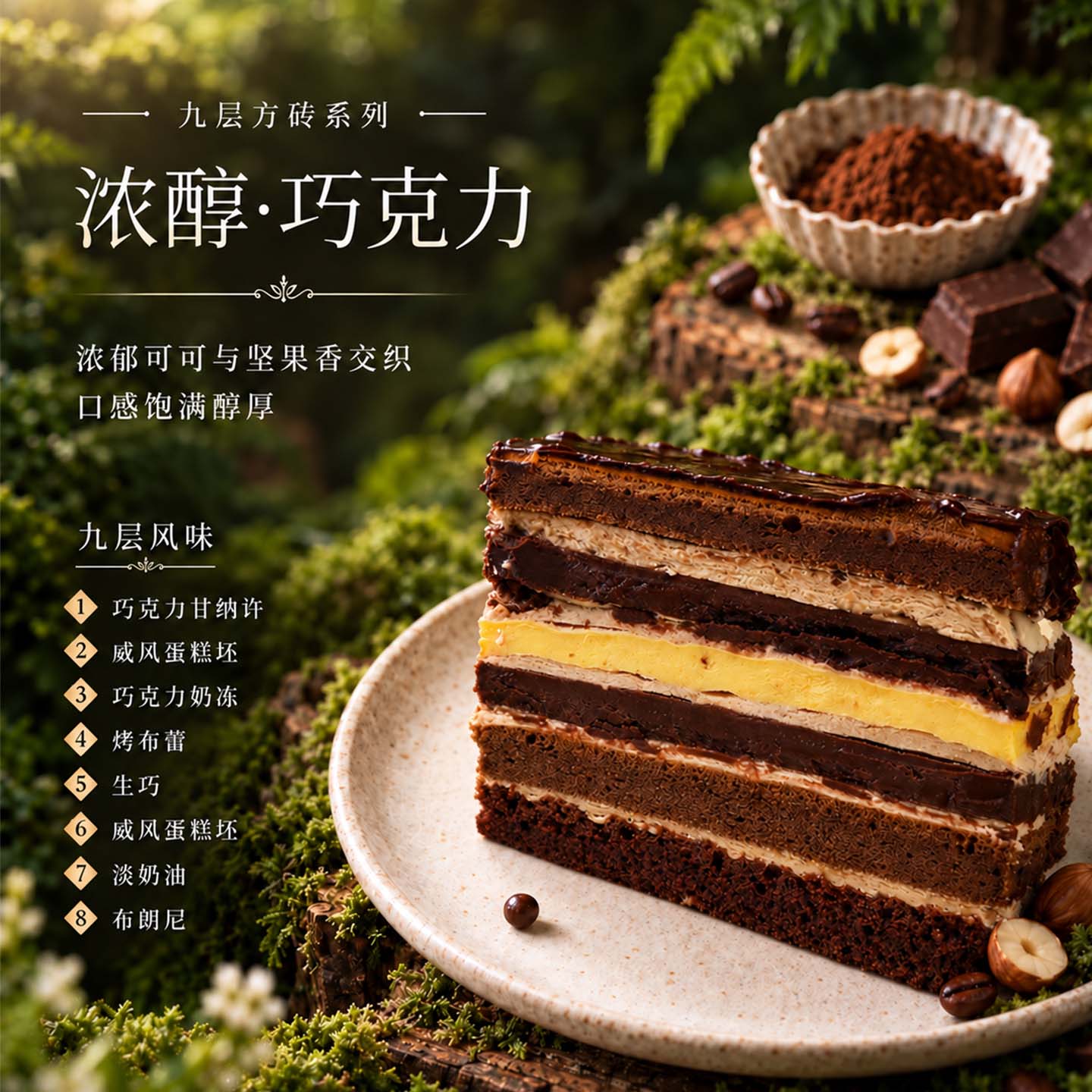 食味熊九重巧克力抹茶蛋糕180g切片铁罐千层铁罐罐罐甜品下午茶烘焙糕点 九重巧克力切片蛋糕180g*2