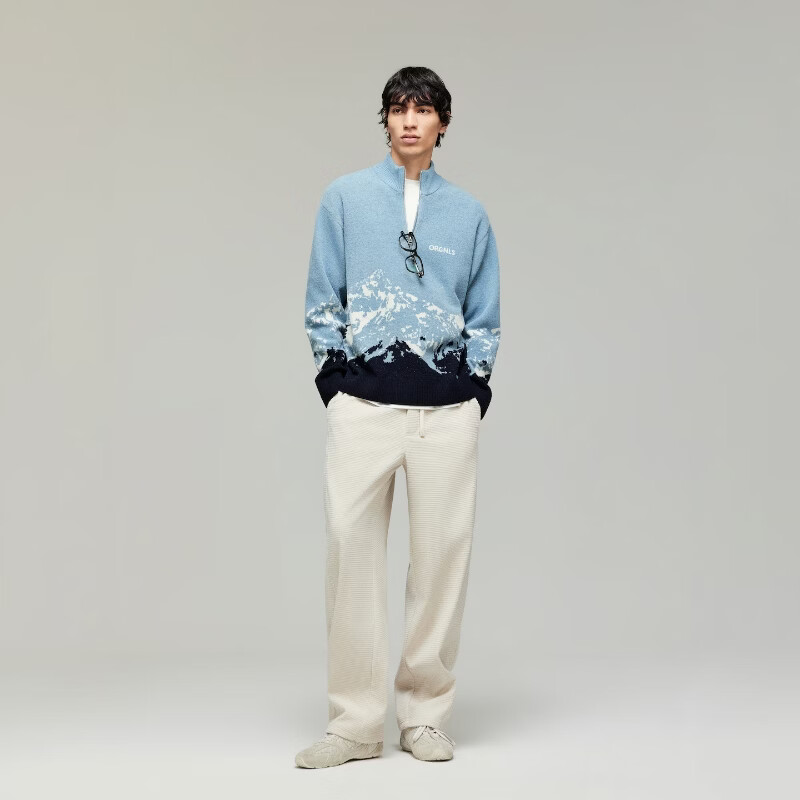杰克·琼斯(JACK&JONES)【北欧的山】2026年秋冬季新款男士针织衫半拉链领休闲打底毛衣 C40油画蓝 常规 XS (165)