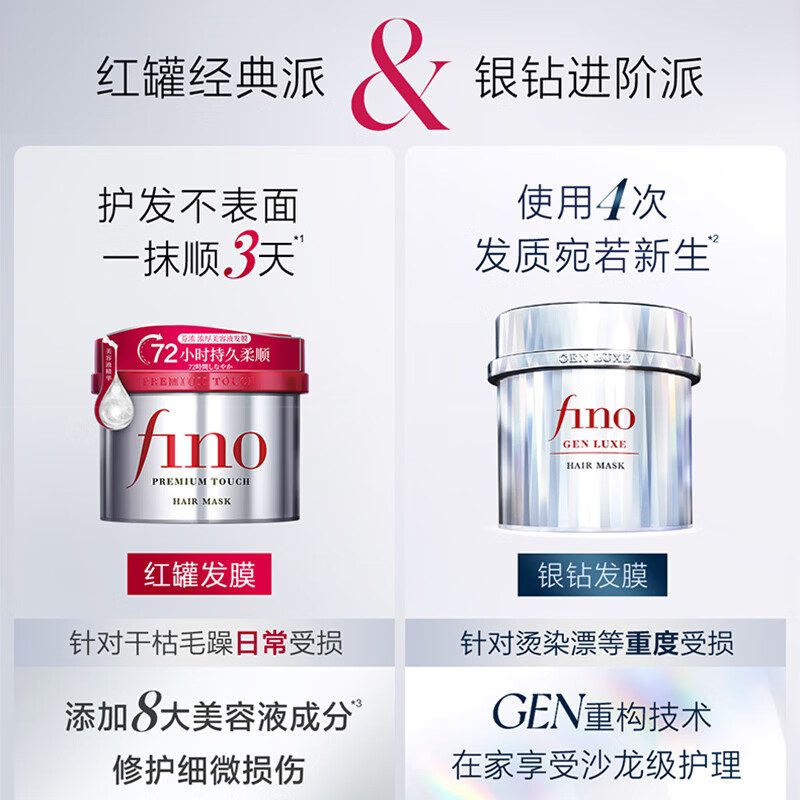 FINO【侯明昊同款】芬浓浓厚美容液发膜230g保湿修护防断发红宝瓶发膜 发膜230g2瓶