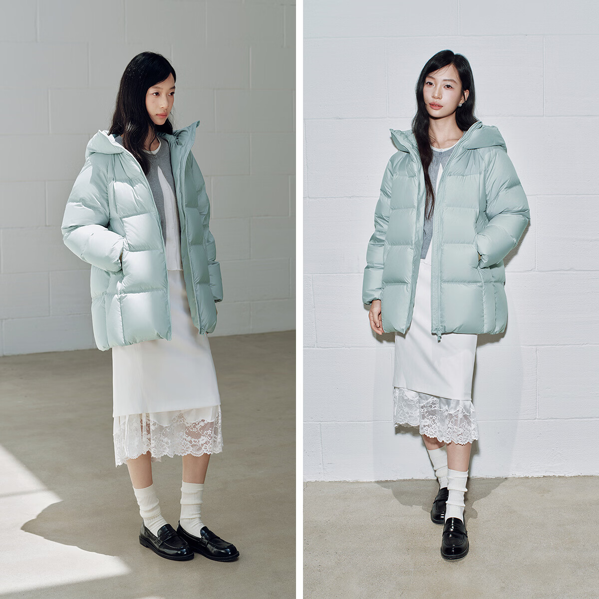 森马(Semir)轻松|森马羽绒服女冬防泼水防风发热抗静电90绒子2026新款厚外套 粉绿(白鸭绒)A41448 M