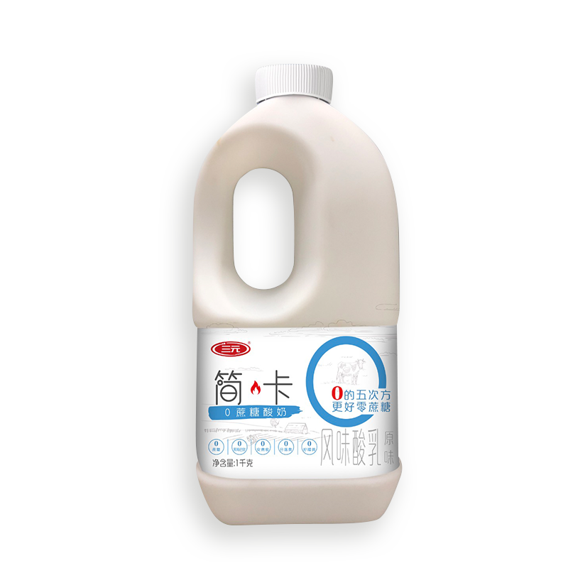 京喜APP：三元 简卡0蔗糖原味桶装风味酸乳 酸牛奶1kg/桶