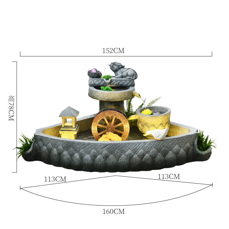 创京懿选鱼池瀑布喷泉摆件循环户外中式庭院装饰假山高山流水养生开业