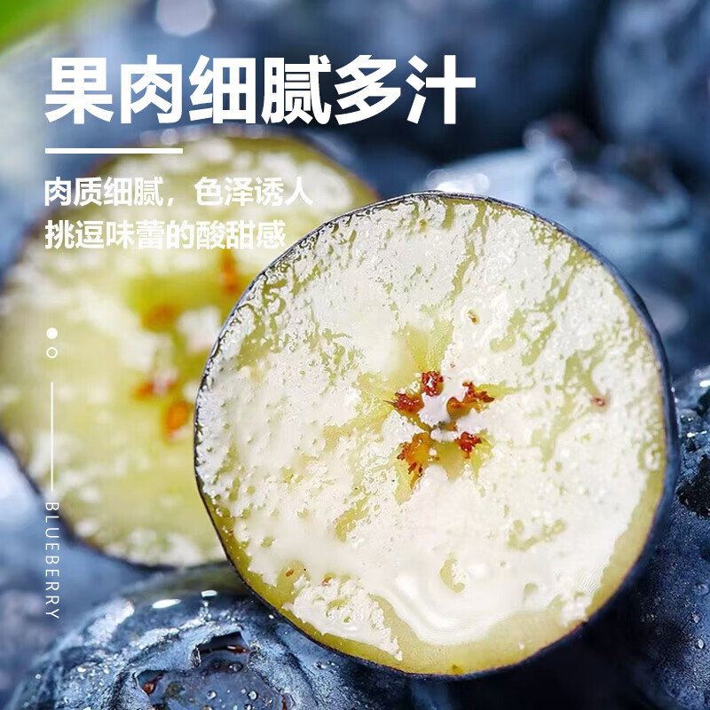 JD快递 云南蓝莓 生鲜水果 源头直发 单盒净重100g 花香蓝莓15+(100g/盒)*6盒