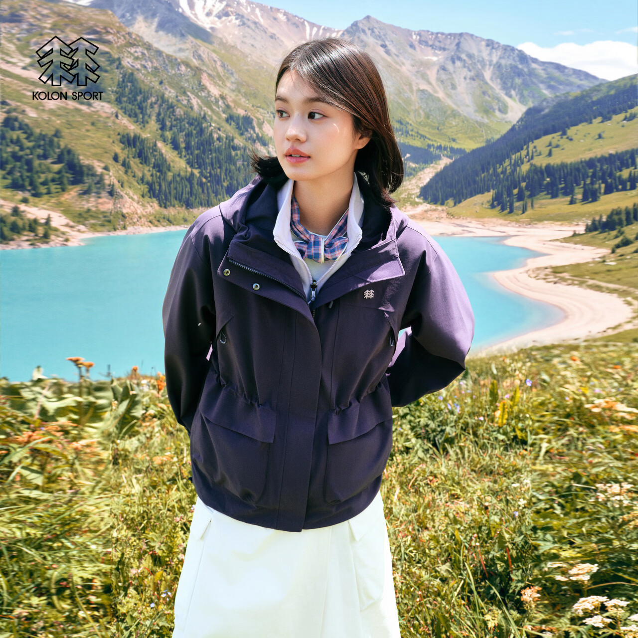 KOLON SPORT/可隆户外冲锋衣 女士POLARTEC抓绒三合一夹克