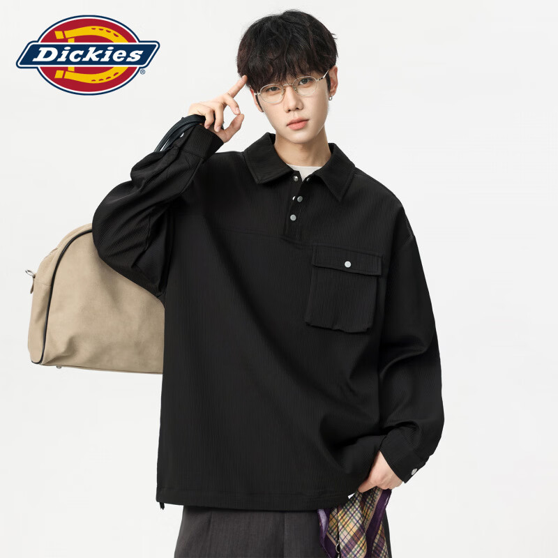 Dickies港式复古休闲POLO衫男士2026年秋季新款宽松舒适百搭潮牌上衣服装 黑色 【官方正品】 4XL 【建议10-210斤】 京东折扣/优惠券