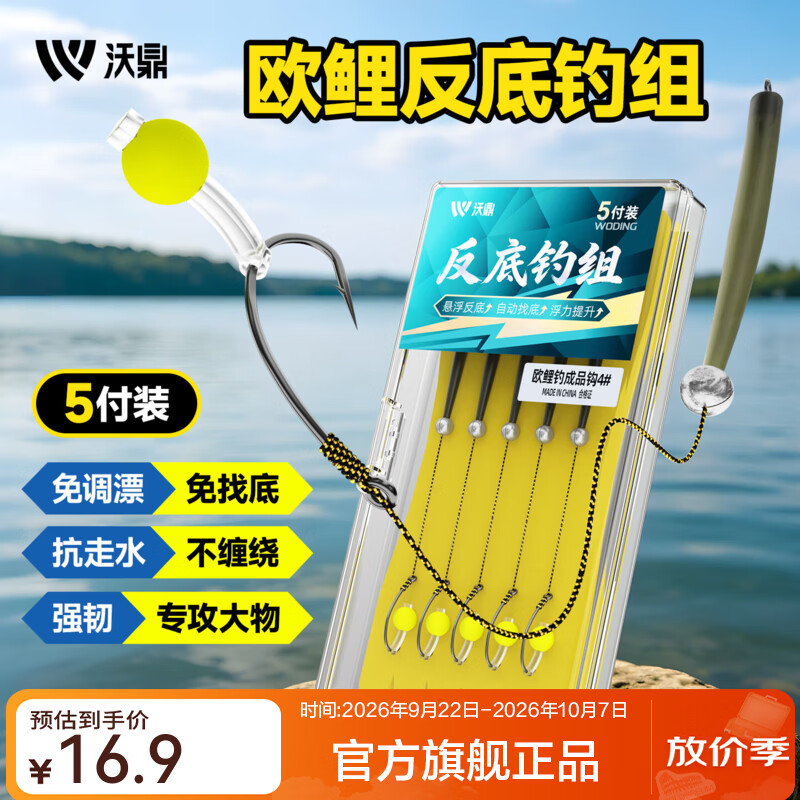 沃鼎鱼钩反底子线钩成品反底钓组大力马子线钩子线组全套钓鱼钩 5付装【6号钩 3.0号大力马子线】
