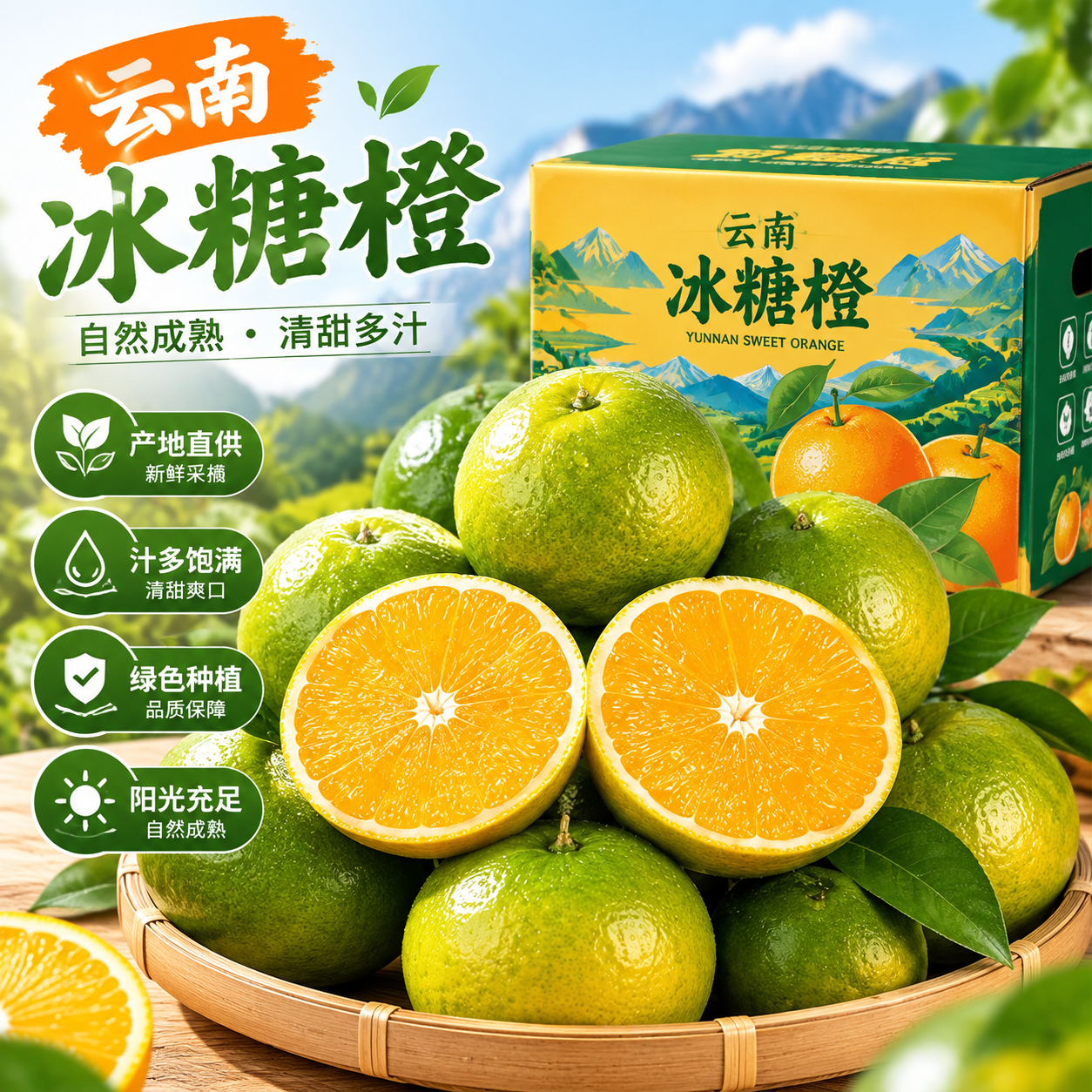 蕊鲜生冰糖橙云南哀牢山冰糖橙新鲜水果孕妇应季薄皮果冻夏橙子整箱 9斤尝鲜品质果丨单果60mm+丨净重8.5斤