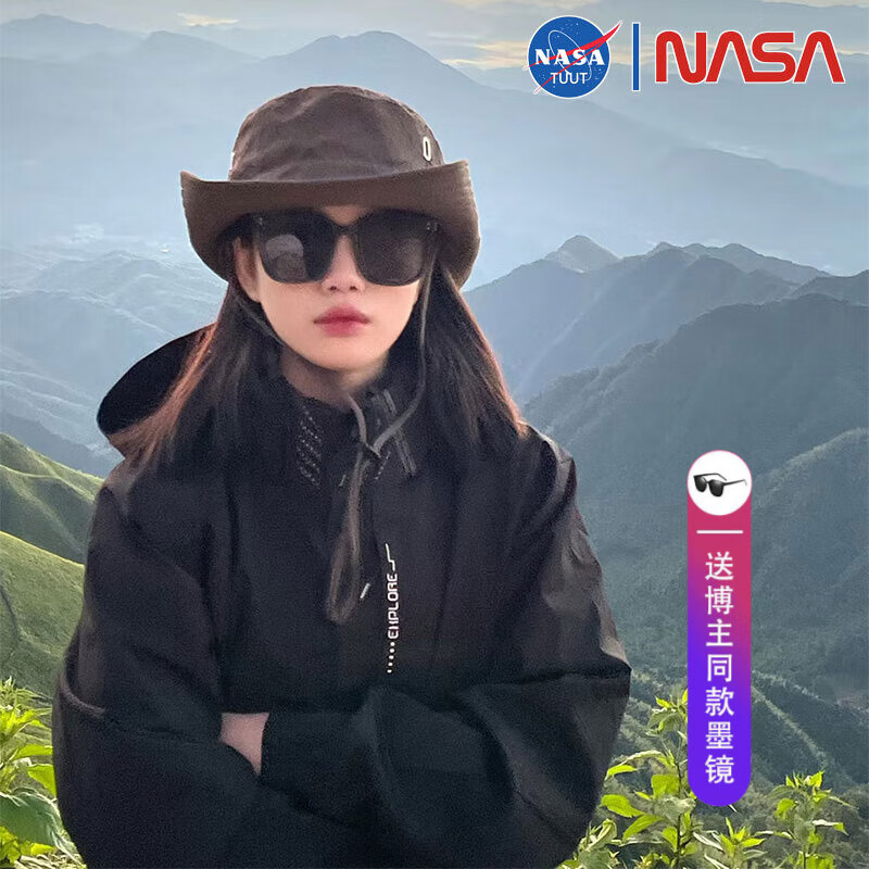 NASA WASSUP官方联名冲锋衣外套男女同款春夏季防风防水三合一可拆卸爬山户外 【春秋款】黑色 男女同款 尺码正常 XL 建议【120-140斤】