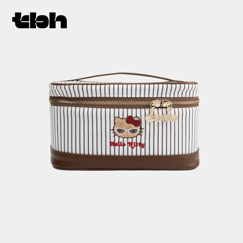 野兽派家居（tbh）长腿Hello Kitty化妆包收纳包大容量便携洗漱包礼物 Hello Kitty旅行化妆包 深蓝条纹 中号