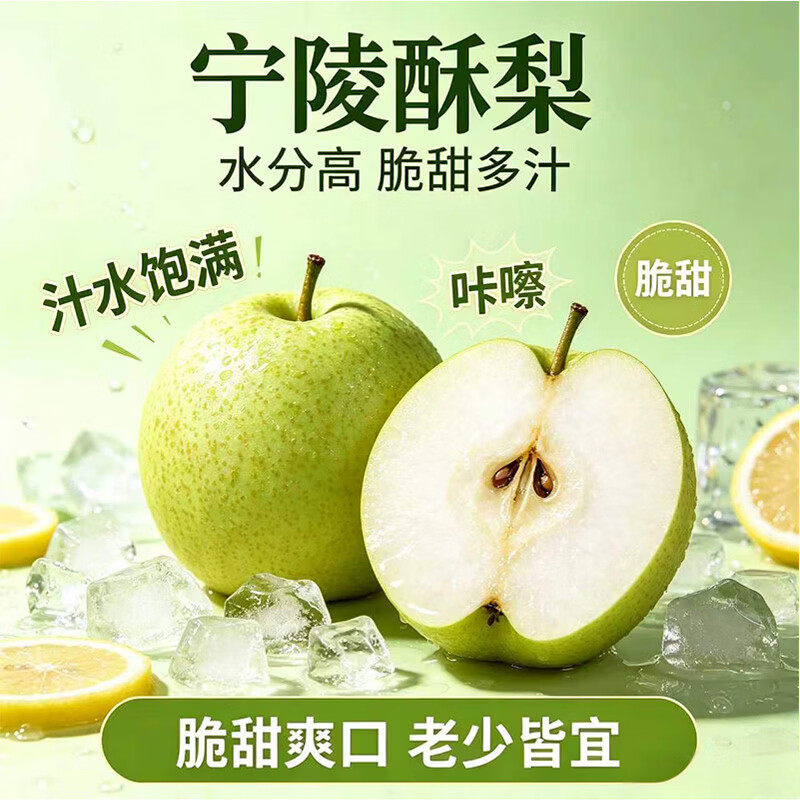 玉芬宁陵酥梨 新鲜应季水果大果脆甜多汁 当季生鲜水果 中秋送礼 净重4.5斤【单果300g+】