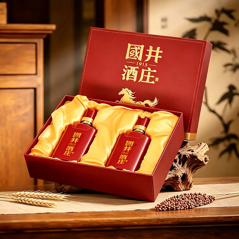 国井白酒 52度马年生肖纪念酒 纯粮酿造精美礼盒包装收藏中秋送礼白酒 52度 500mL 2瓶 (搭配手提礼袋)