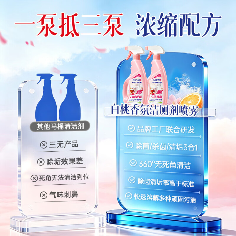 MOTHER NEED ME洁厕灵液马桶清洁剂去污去尿碱强力去渍卫生间厕所除臭除菌去异味 2瓶装【立省8.8元】扫清陈年黄渍