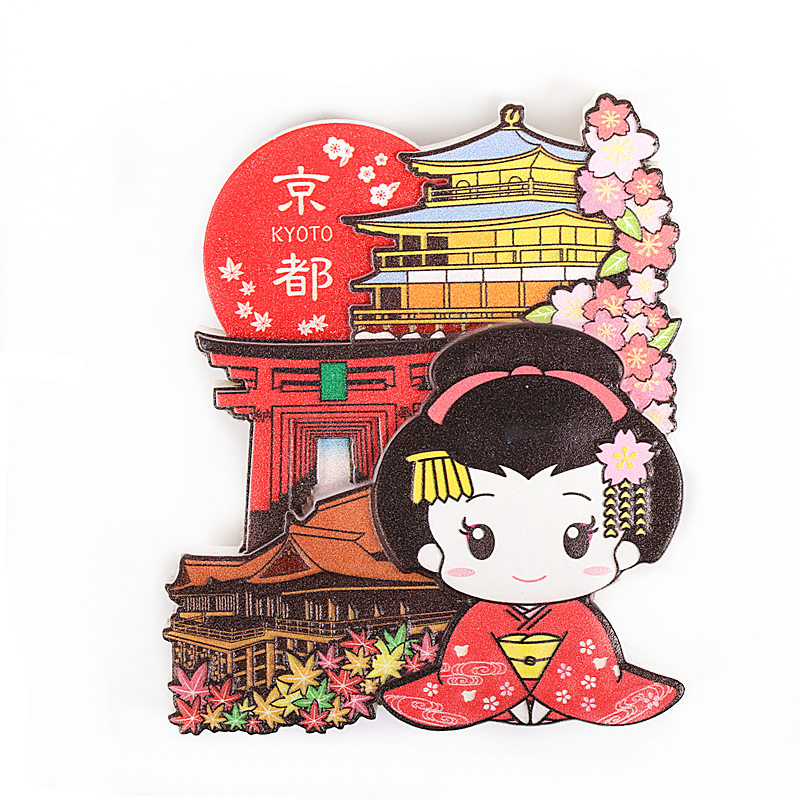 冰箱贴磁性贴日本特色人物磁贴出国礼物旅游纪念品 3d不规则京都娃娃
