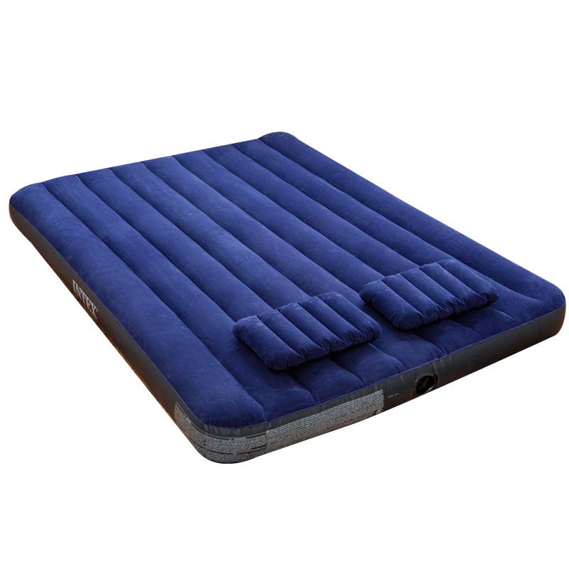INTEX 新双人线拉款家用充气床垫 户外气垫床特大加高折叠床152*203*25cm躺椅充气垫防潮垫64765含充气泵枕头