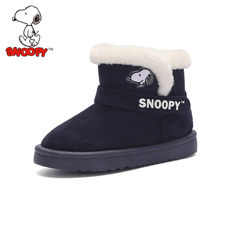 SNOOPY史努比童鞋男童靴子冬季新款加绒保暖雪地靴防滑棉靴 深藏青 30码内长约196mm高性价比高么？