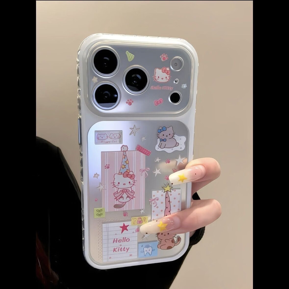 启砚数【官方旗舰】手机壳套卡通可爱帽子kt猫适用18promax 大视窗15pro镭射全包17防摔16适用苹果全机型 荧光白色(可爱KT猫猫)相机按键全包 iPhone 18PROMAX