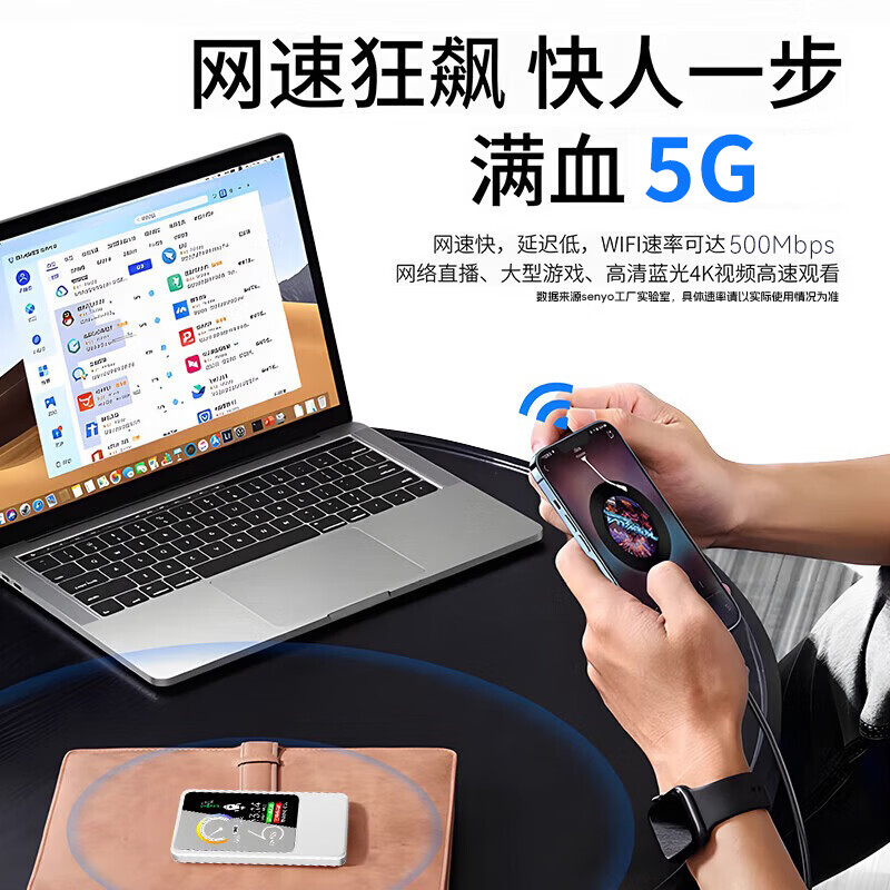 SENYO随身wifi2026新款5G移动wifi无线通用免插卡宿舍低延迟无线网wifi电竞随身无线流量电脑无线网高铁 【超快5GA网速特调版】10000毫安-网游必备 下单领1500G免费试用流量