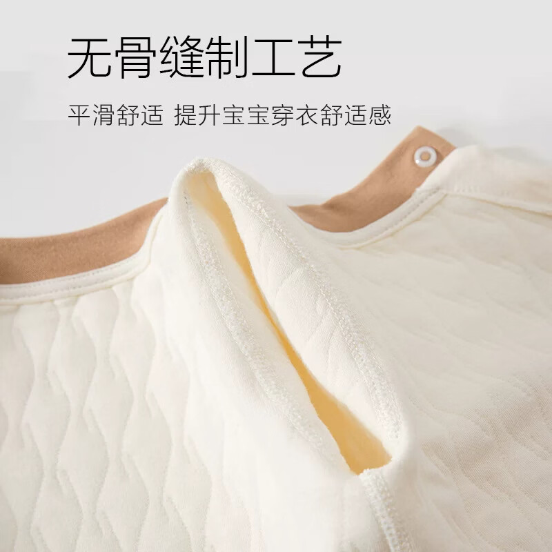 婧麒(JOYNCLEON)新生婴儿连体衣三层夹棉秋冬季保暖居家服宝宝睡衣哈衣爬服 香芋甜心小狗 66cm