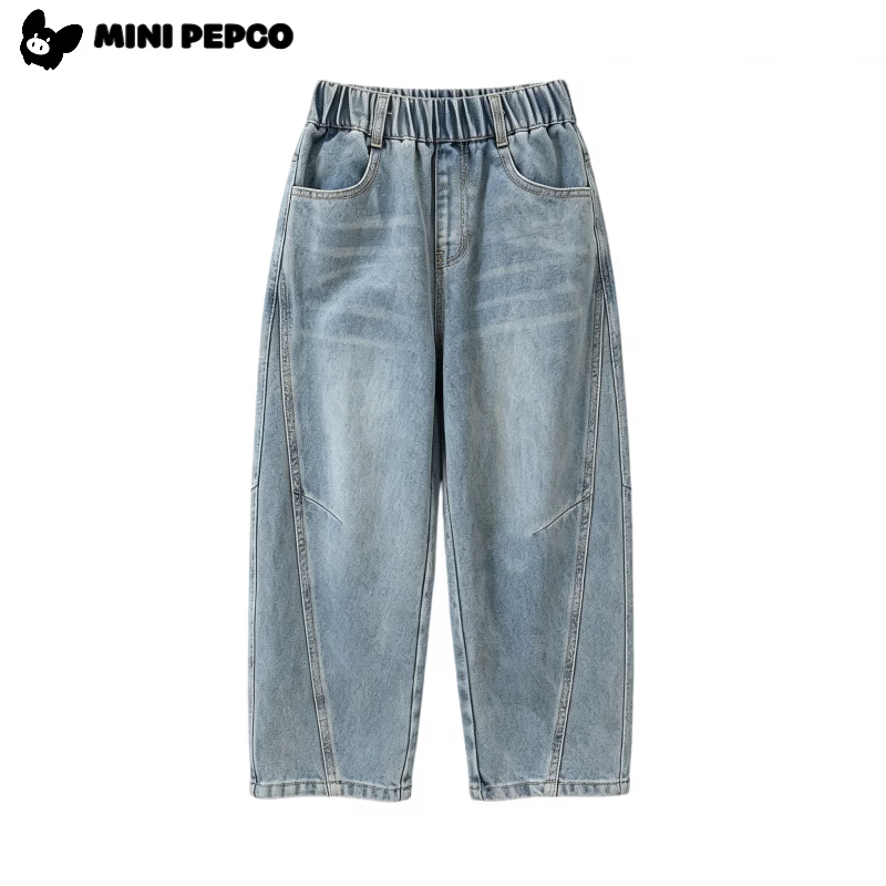 小猪班纳(PEPCO)男童牛仔裤潮流弯刀长裤 怀旧蓝 90 【建议80-90cm】