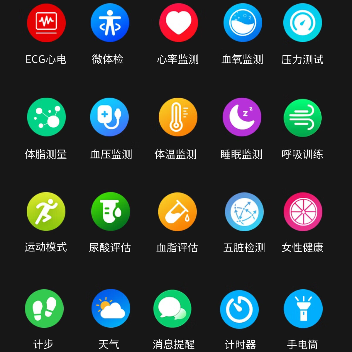 华为智选通用医用手表血压血糖尿酸健康监测智能手表心率心电图心脏血氧睡眠一体机手环手表最新款 旗舰顶配 医用级智能手表 方款黑色