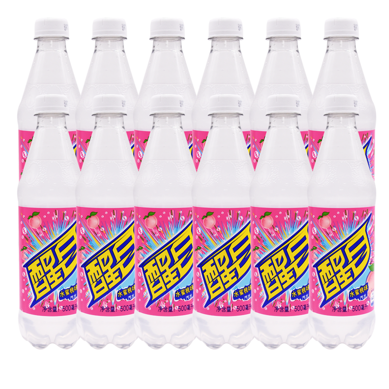 可口可乐(coca-cola)醒目水蜜桃味老汽水500ml*24瓶碳酸饮料果味饮品