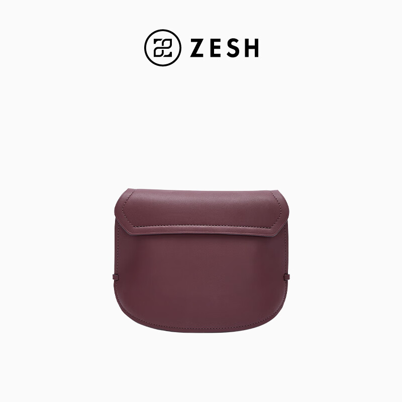 ZESH/泽尚【明星同款】人鱼马鞍包斜挎包小众设计女包单肩包 酒红色