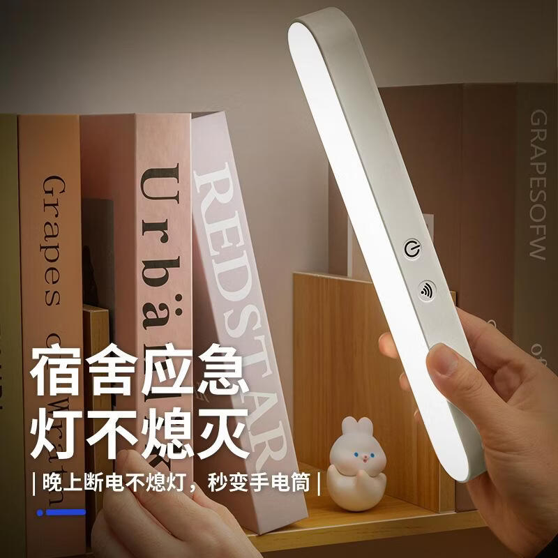 丘溯台灯学习宿舍灯LED护眼酷毙灯学生宿舍用灯保视力充电卧室床 插电款【插电使用+触摸开关】三色温+无极调光