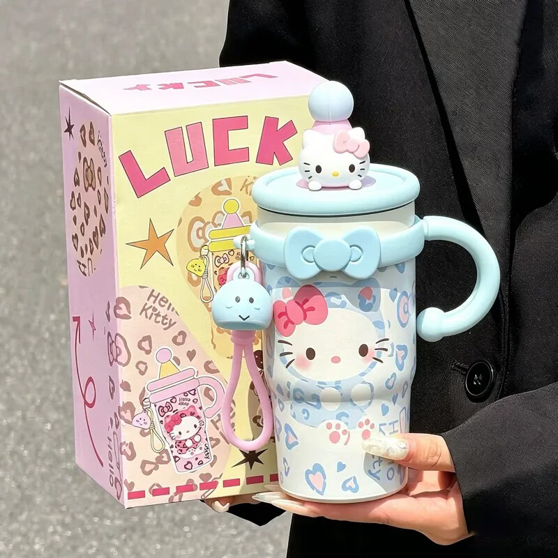 亚创优品+保温水杯女生高颜值吸管杯便携小学生杯子儿童不锈钢瓶生日礼物 粉色650mL