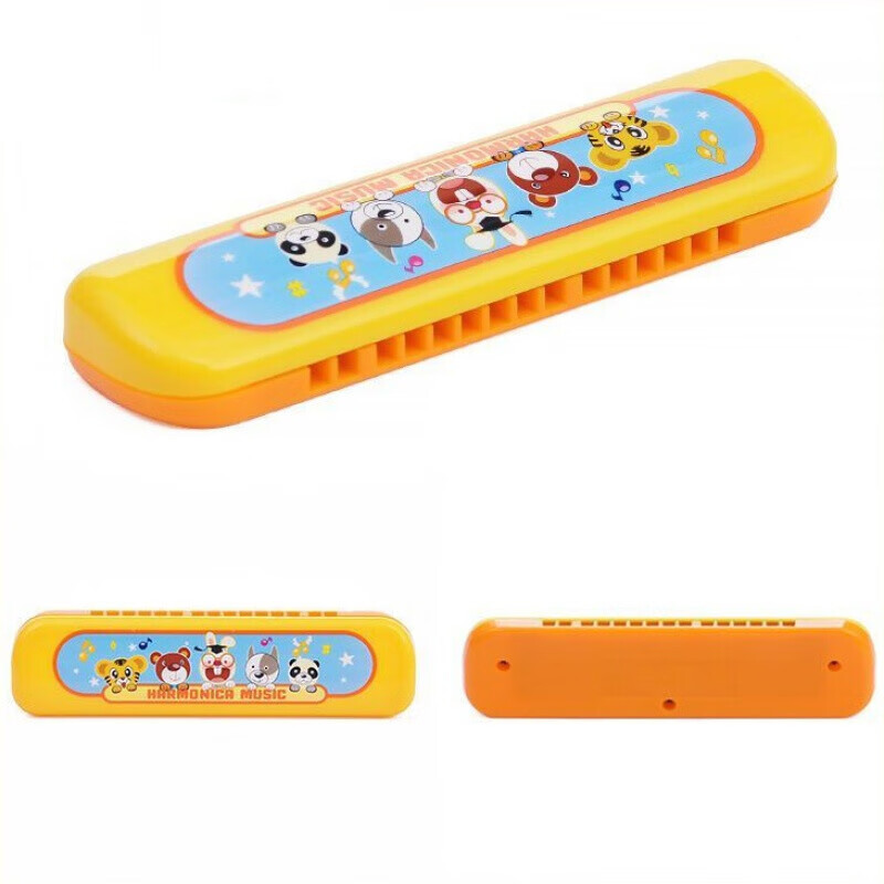 宝宝口琴卡通口风琴 宝宝玩具早教吹奏乐器玩具16孔儿童双排口琴 柠檬