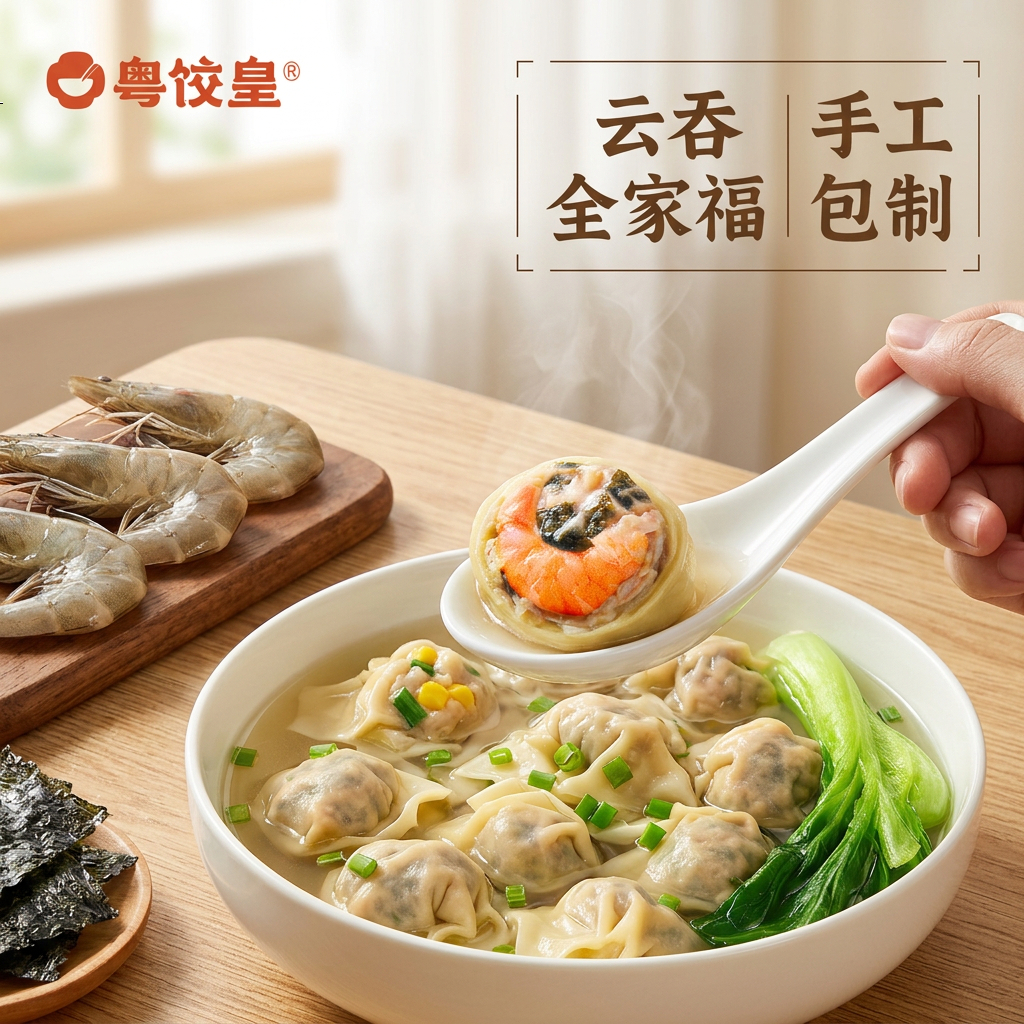 粤饺皇虾仁三拼云吞拼盘 紫菜韭菜玉米猪肉大云吞 馄饨手工速冻早餐宵夜 【云吞拼盘  一盒满足】猪肉虾仁三拼336g*2盒