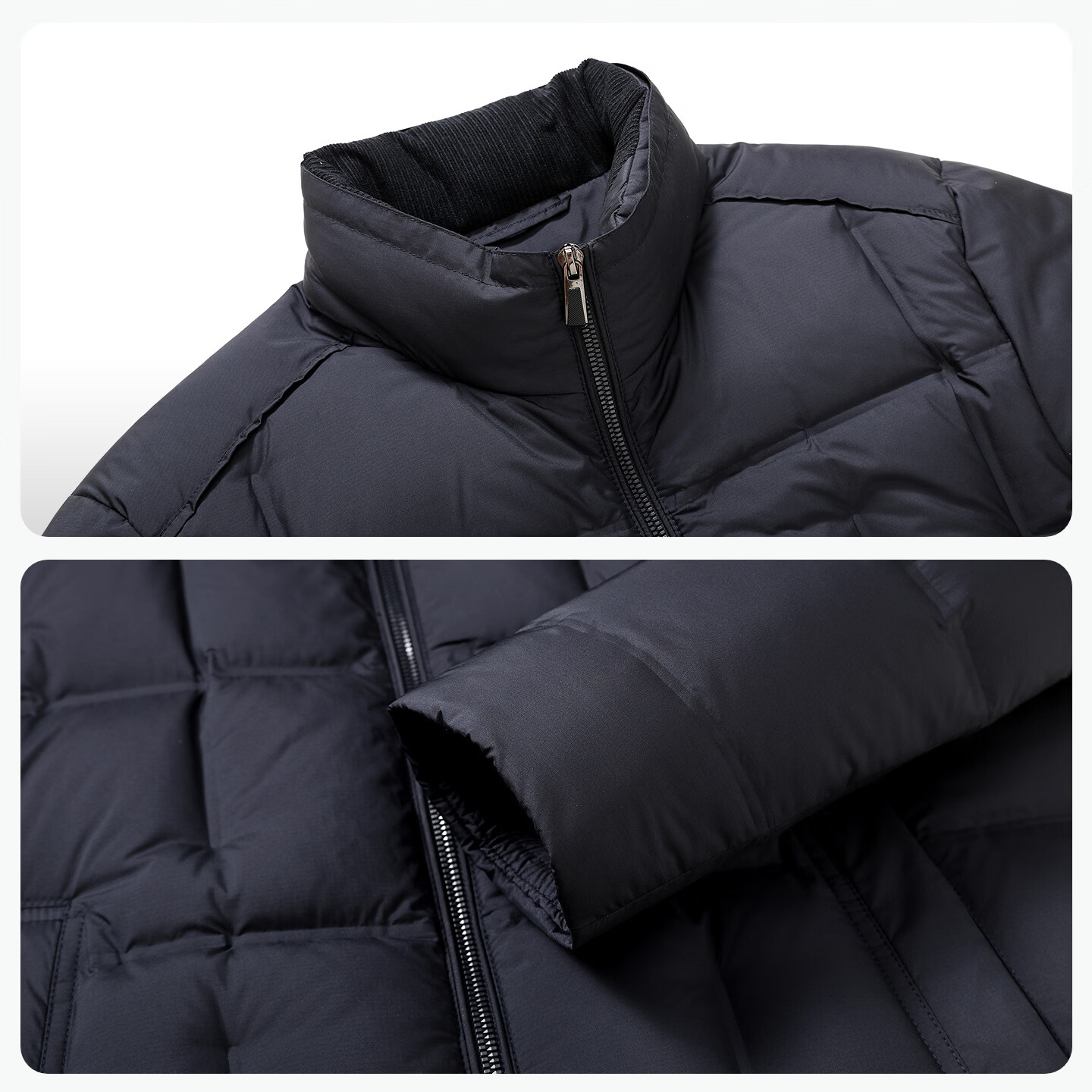 红豆90%鸭绒羽绒服加厚保暖短款立领羽绒服外套男 深藏青B5 2XL 185/100A 推荐77-85公斤