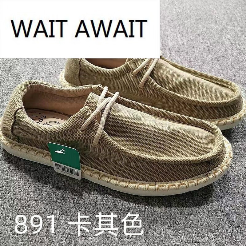 wait await不用穿袜子的帆船鞋男易穿脱套脚平底农夫鞋22春秋透气软底
