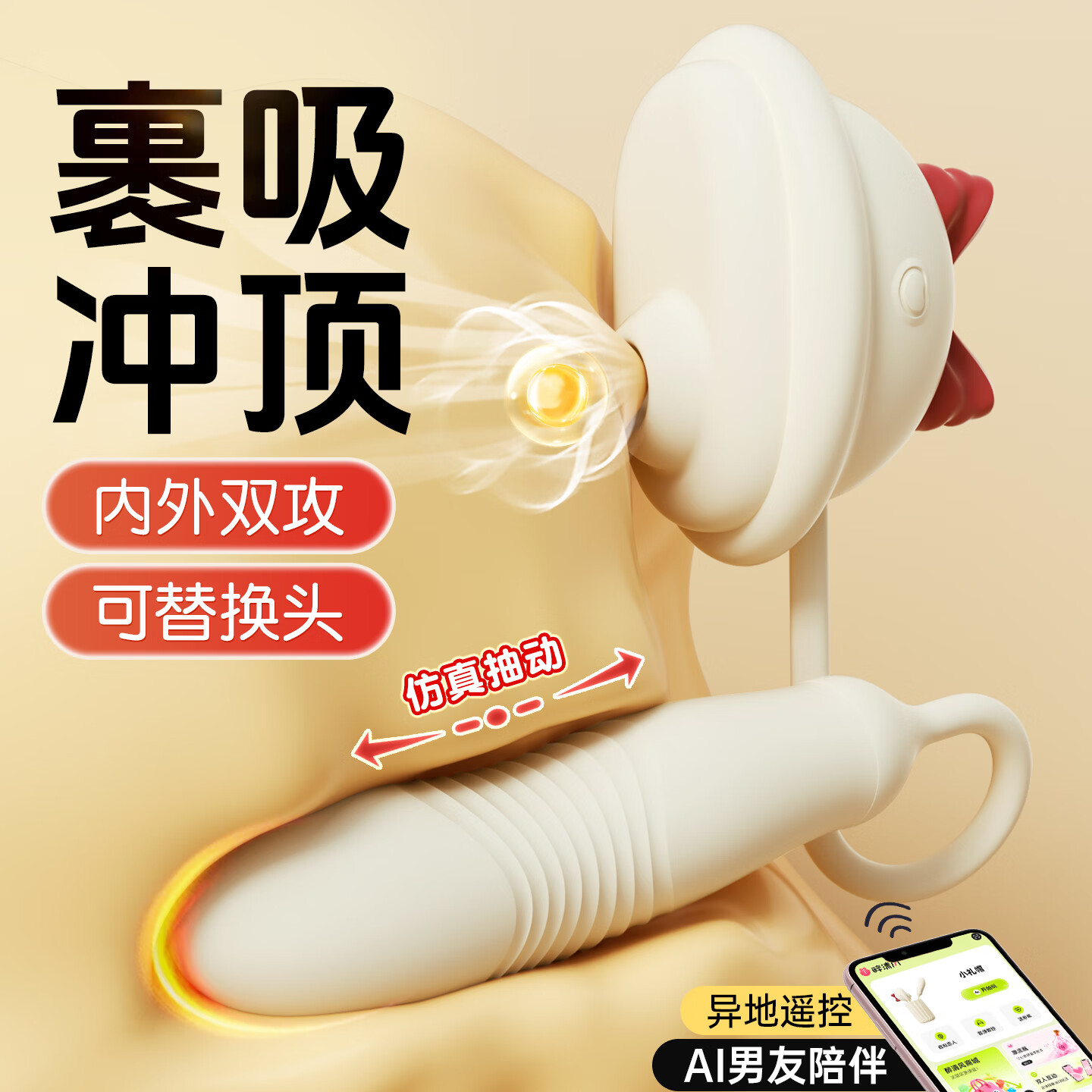 谜姬吮吸跳蛋器玩具情趣用品自慰器手机遥控异地远程按摩伸缩拍打成人 吮吸伸缩拍打组合（小程序款）