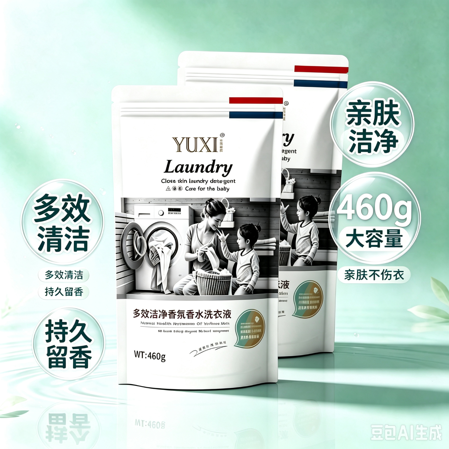 语淅洗衣液460g*2袋 柔护袋装家用持久留香护色洁净去渍馥郁芬芳 香氛洗衣液 460g*2袋装