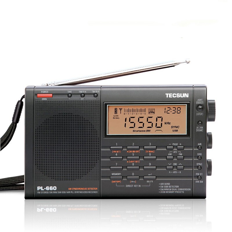 德生（Tecsun） PL-660全波段收音机老人便携航空波段充电式短波老年人高灵敏台式广播半导体 黑色