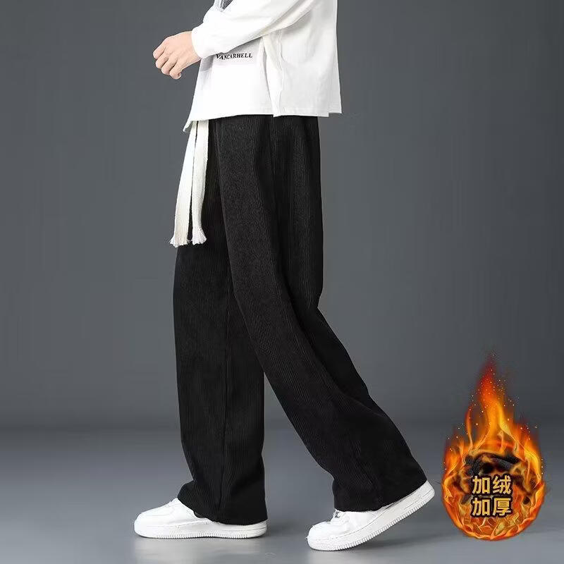 喜维顿男士秋冬季直筒灯芯绒长裤加绒保暖休闲裤中青年时尚百搭直筒长裤 K001米色【加绒】灯芯绒 4XL (建议155-170斤)