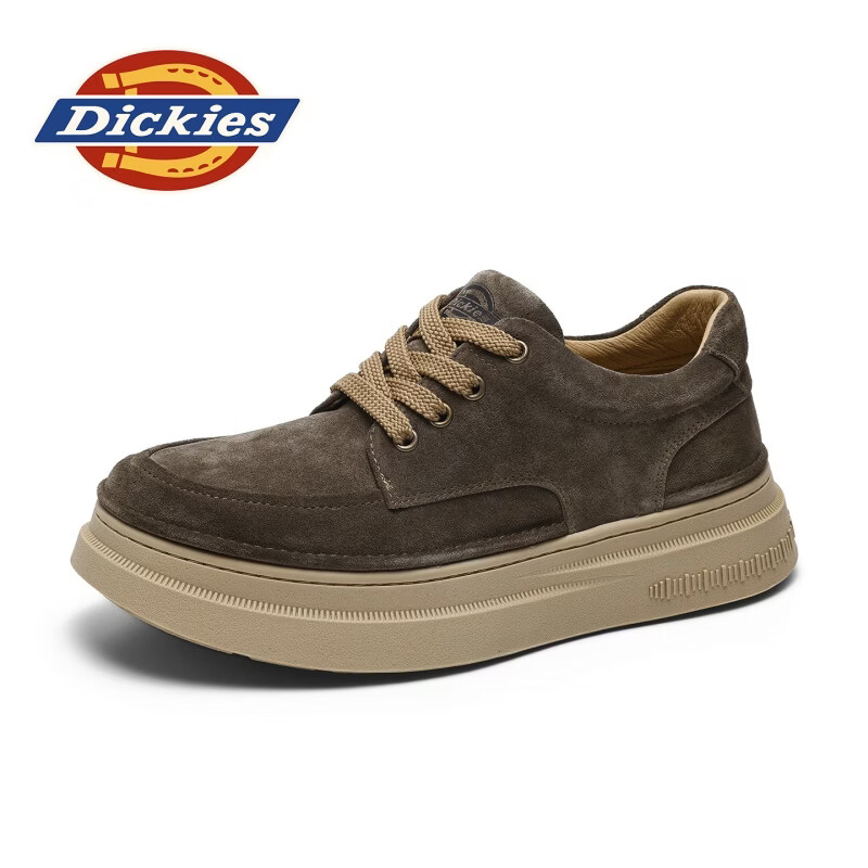 Dickies品牌男鞋秋季新款复古厚底休闲板鞋磨砂皮工装鞋增高防滑透气潮鞋 棕色 43 265 2.5
