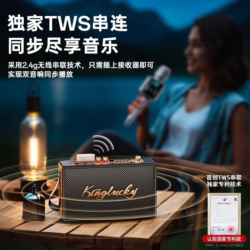 金运(KINYO)H9话筒音响一体麦克风户外家用K歌音箱卡拉ok声卡唱歌家庭ktv神器 【H9 K歌直播麦】声卡音响一体麦克风