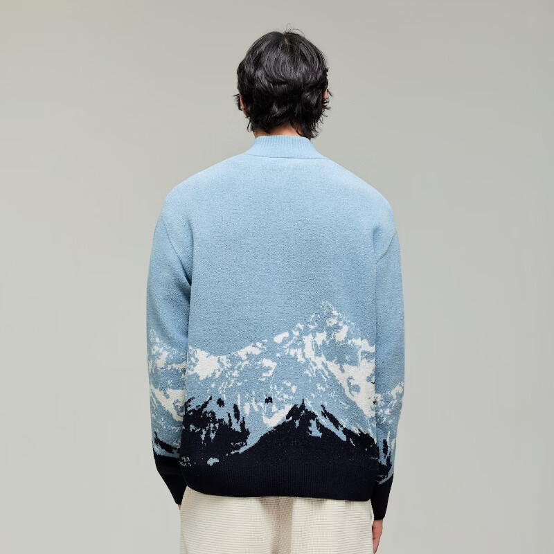 杰克·琼斯(JACK&JONES)【北欧的山】2026年秋冬季新款男士针织衫半拉链领休闲打底毛衣 C40油画蓝 常规 XS (165)