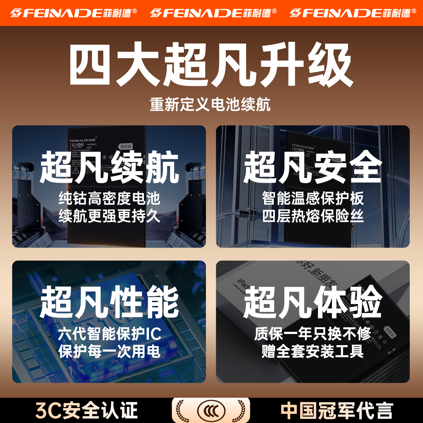 菲耐德 适用于ipad air2电池苹果ipad系列平板电脑换电池大容量ipad mini4/6/pro迷你更换快速充电 iPad(第7代)/Pro10.2-A2197