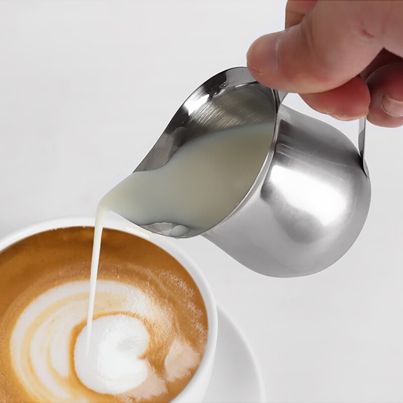 亨禄不锈钢小奶缸浓缩咖啡盎司拉花杯量杯蜂蜜奶昔壶奶盅西式汁斗 3盎司不锈钢奶盅