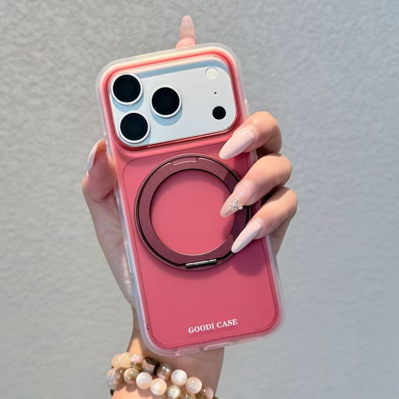 启砚数【旗舰正品】手机套高级感磨砂雾面360旋转支架适用iPhone 18promax手机壳17全包防摔16苹果全机型 磨砂肤色(白色)360旋转支架 iPhone 17PROMAX
