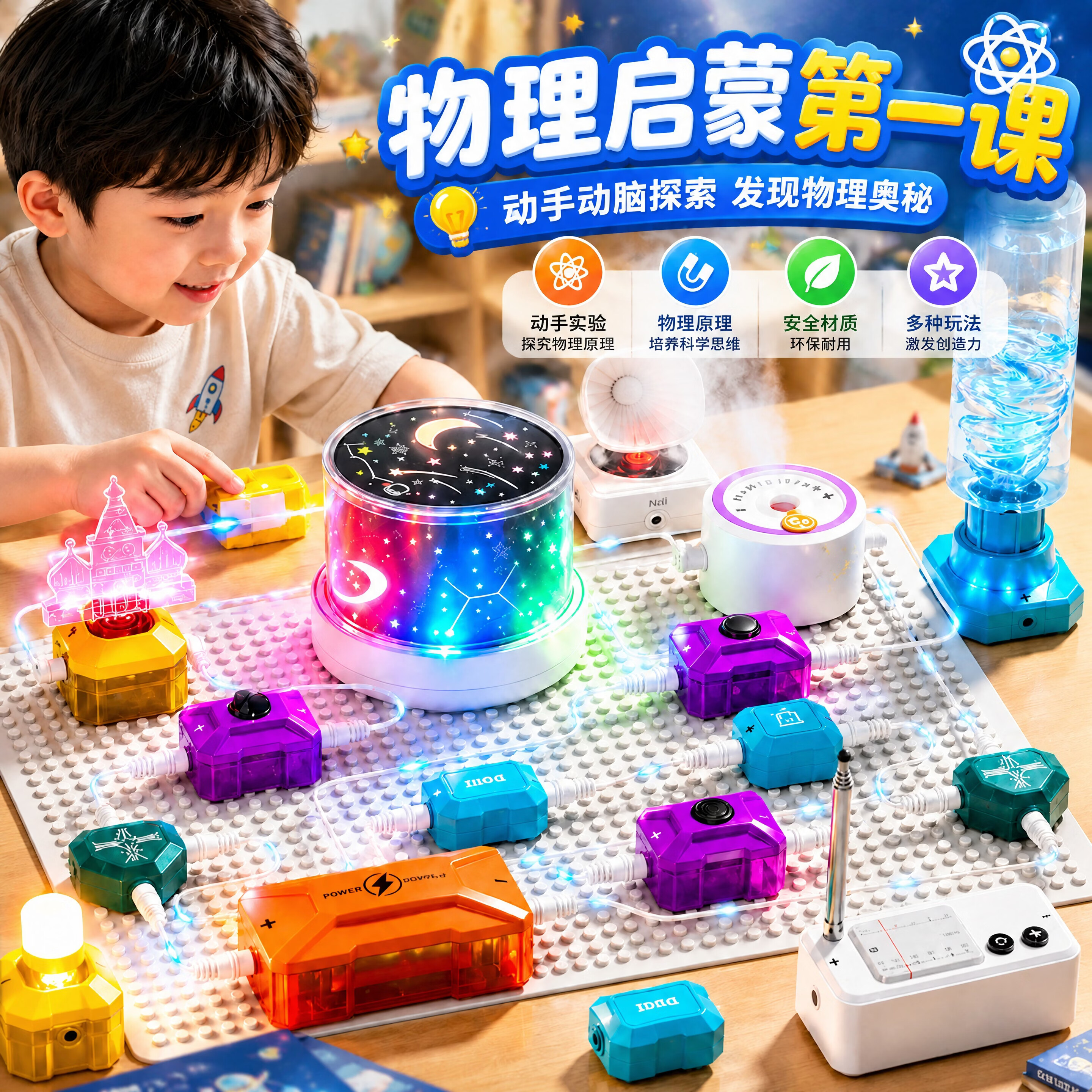妙贝乐科学实验套装电子电路积木儿童益智玩具6-12岁送男孩女孩生日礼物