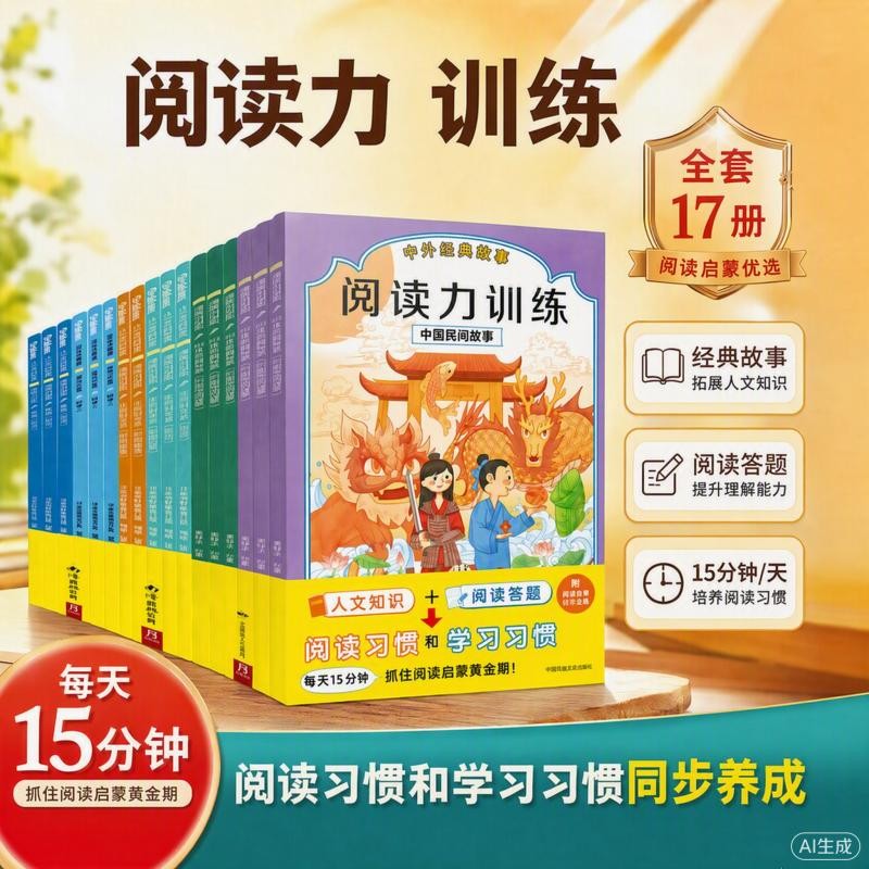 日本学研教育给孩子的阅读启蒙书：阅读力训练全17册 科学 人体 宇宙 地理 儿童文学课外读物民间神话寓言故事 外国经典故事 人文知识阅读答题 小学生书目阅读课外书 快乐读书吧 